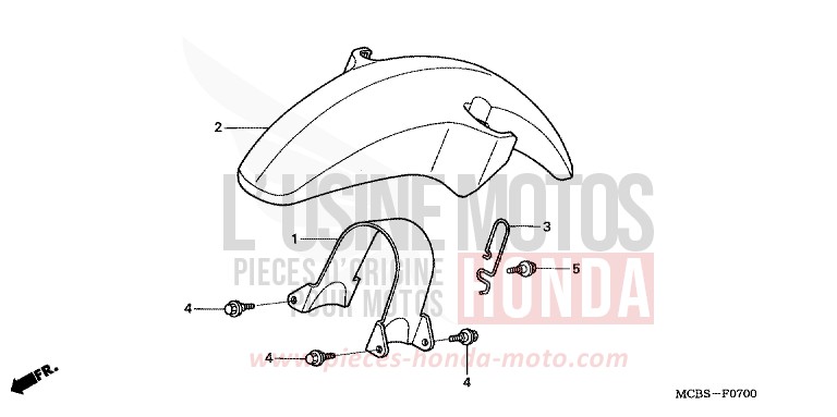 FRONT FENDER for Transalp 650 SHIELD SILVER METALLIC (NH480) from 2004